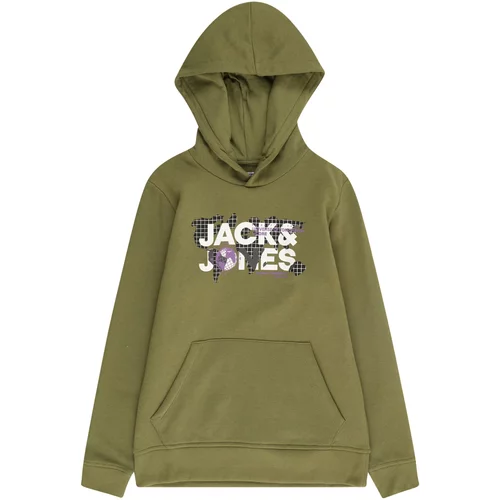 Jack & Jones Sweater majica 'DUST' maslinasta / ljubičasta / crna / bijela