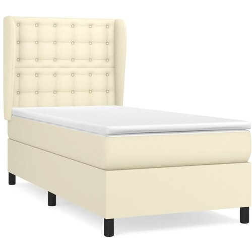 VidaXL Box spring postelja z vzmetnico krem 100x200 cm umetno usnje, (20724304) Slike