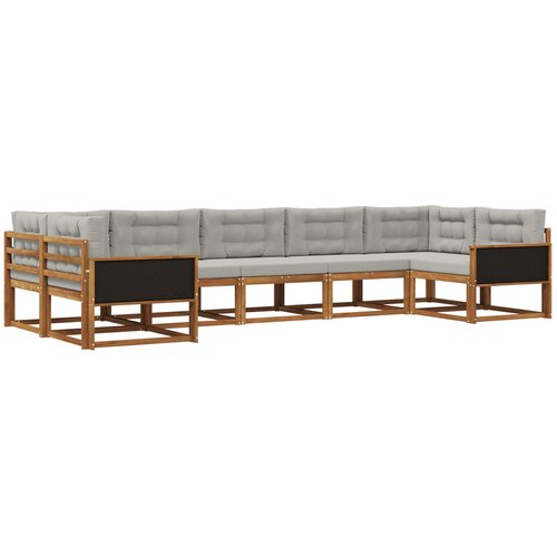 vidaXL Zunanja garnitura za sedenje 7 pcs Naravna in svetlo siva, (5000281499) Cene