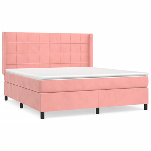 VidaXL Box spring postelja z vzmetnico roza 160x200 cm žamet, (20896480) Slike