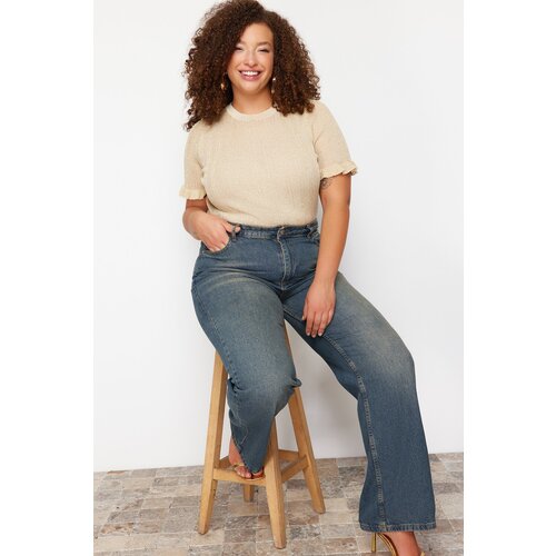 Trendyol Curve Beige Silvery Body-hugging Thin Knitted Blouse Cijene