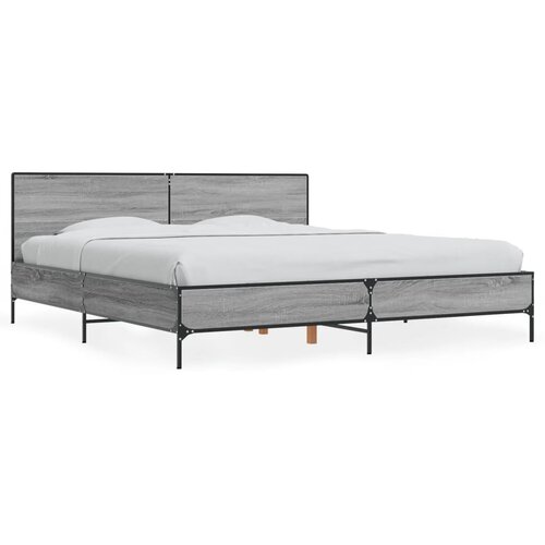  Okvir za krevet boja hrasta 200x200cm konstruirano drvo i metal Siva 200 x 200 cm Slike