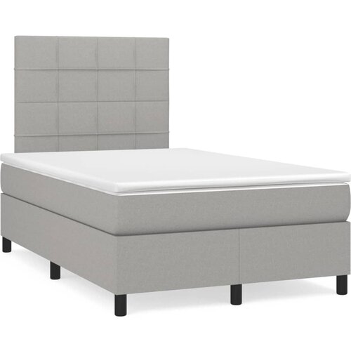 VidaXL Boxspring postelja z vzmetnico svetlo siva 120x190 cm blago Slike