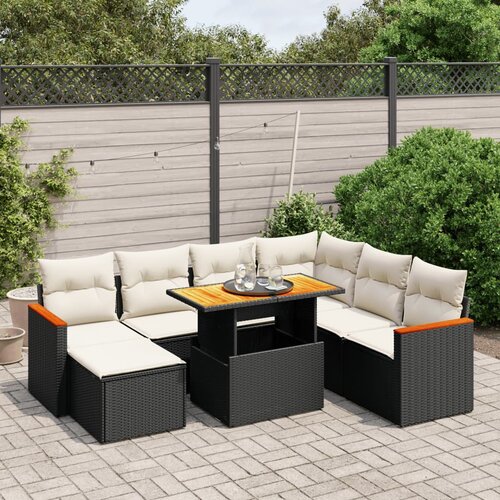 vidaXL 8-dijelni set vrtnih sofa od poliratana s jastucima crni Cijene