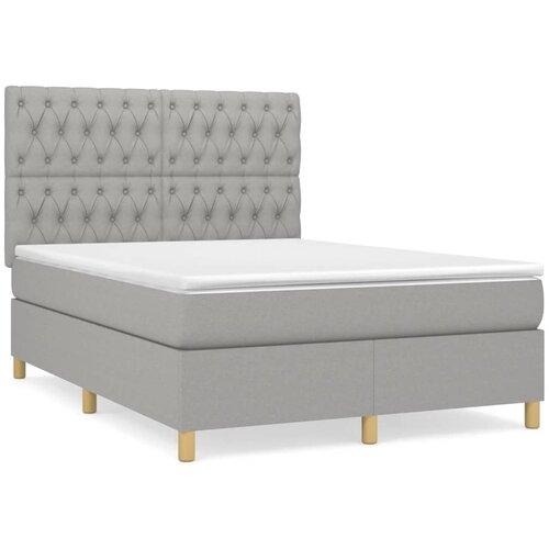 VidaXL Box spring posteljni z vzmetnico svetlo siv 140x190 cm blago, (20738314) Slike