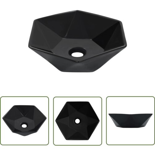 The Living Store Umivalnik 40x36,5x12 cm keramičen črn - Umivalnik, (21744862) Slike