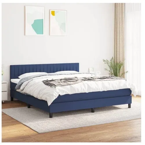  Box spring postelja z vzmetnico modra 180x200 cm blago