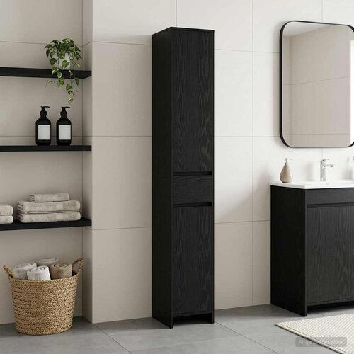  Kupaonski ormar Crni hrast 30 x 33 x 190 cm Konstruirano drvo Slike
