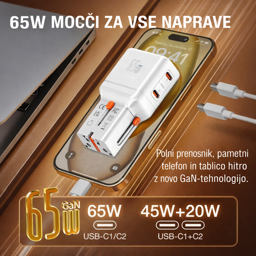 4SMARTS 4smart Nomad Pocket svetovni potovalni adapter 65 W Slike