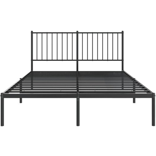  Metalni okvir za krevet s uzglavljem crni 140x190 cm Slike