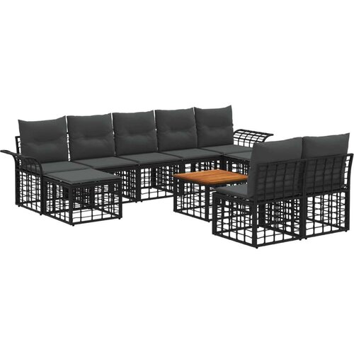  Set vanjskih sofa 10 pcs Crna i tamno siva Poliester - Crna i tamno siva sa stolom Cene