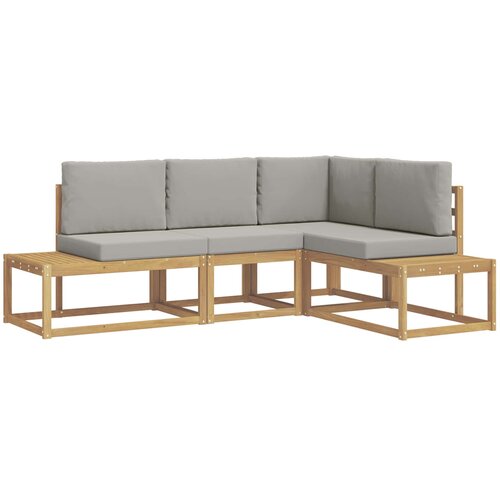  Set vanjskih sofa 3 Komad Bijela i svjetlosiva Poliester Slike