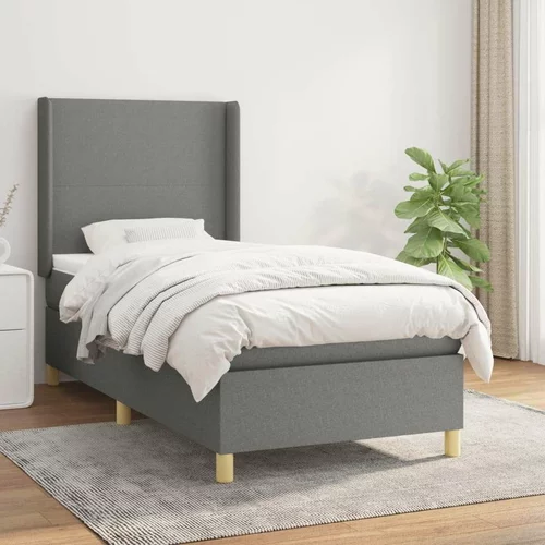  Box spring postelja z vzmetnico temno siva 90x190 cm blago, (20790563)
