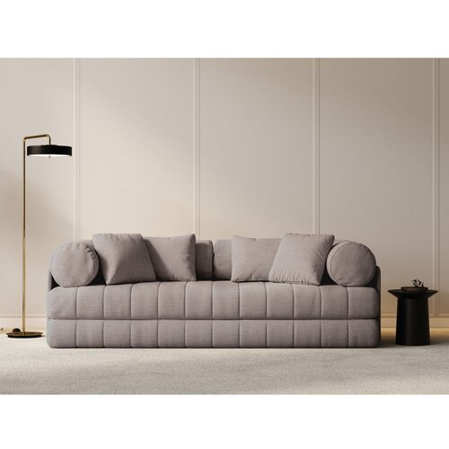 Cosmopolitan Design Sivo-bež raztegljiva sedežna garnitura iz tkanine boucl&amp;eacute; 206 cm Kemi &amp;ndash; Slike