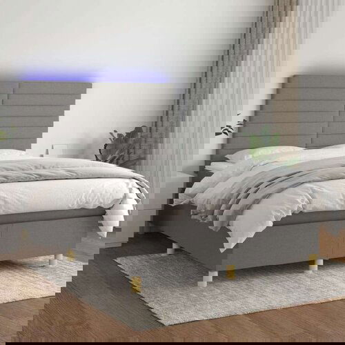  Box spring postelja z vzmetnico LED temno siva 140x200 cm blago, (20789311) Slike