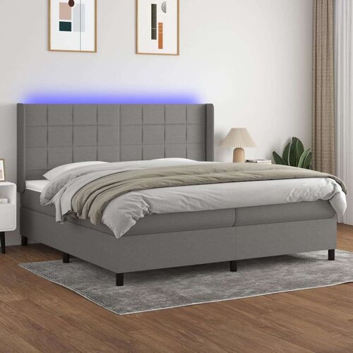  Box spring postelja z vzmetnico LED temno siva 200x200 cm blago, (20761010) Slike