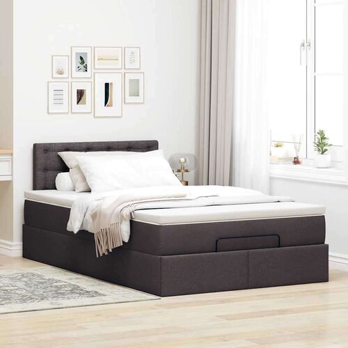 VidaXL okvir za krevet s madraca tamnosmeđi 120x190 cm od tkanine Slike