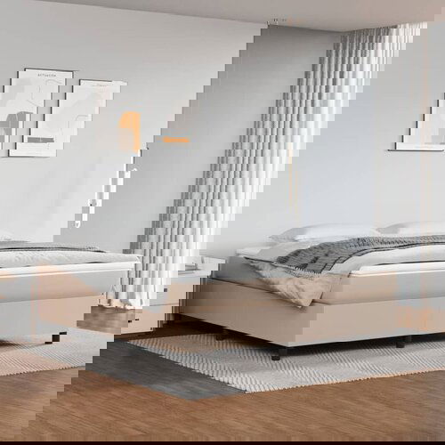 The Living Store Box spring postelja z vzmetnico kapučino 160x200cm umetno usnje - Box Spring Postelja, (21511971) Cene