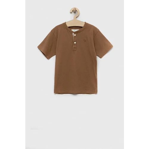 Abercrombie & Fitch Dječja pamučna majica kratkih rukava boja: smeđa, glatki model