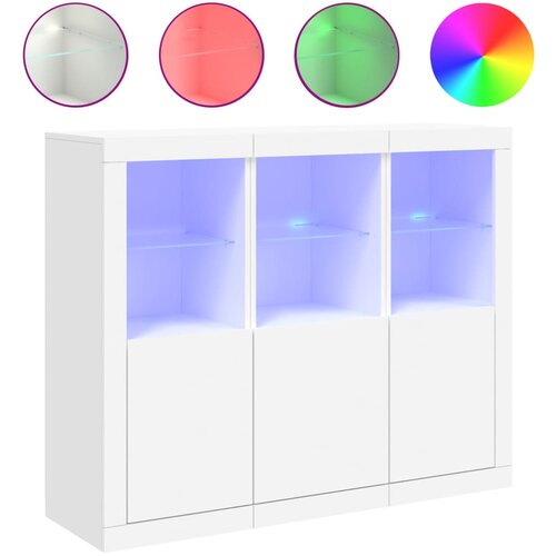 Maison Chic Komoda - Predalnik z LED diodami 3 kosi bel inženirski les, (21722646) Cene