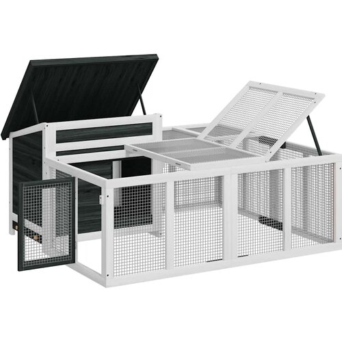  Kavez za zečeve sivi 144 x 123 x 67,5 cm od masivne borovine Slike