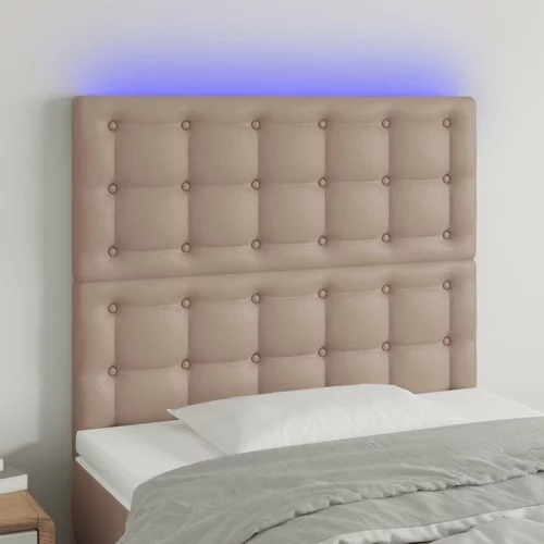  LED posteljno vzglavje kapučino 80x5x118/128 cm umetno usnje, (20933891)