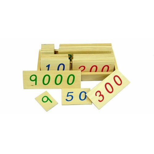 Montesori Drvene numeričke pločice 1-9000 manje sa kutijom Slike