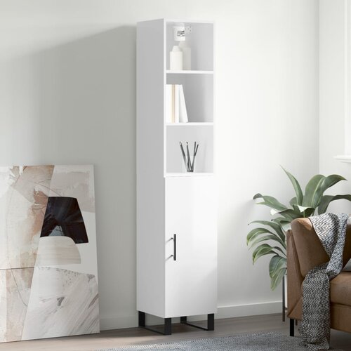The Living Store Visoka omara visok sijaj bela 34,5x34x180 cm inženirski les - Visoka Omarica, (21435807) Slike