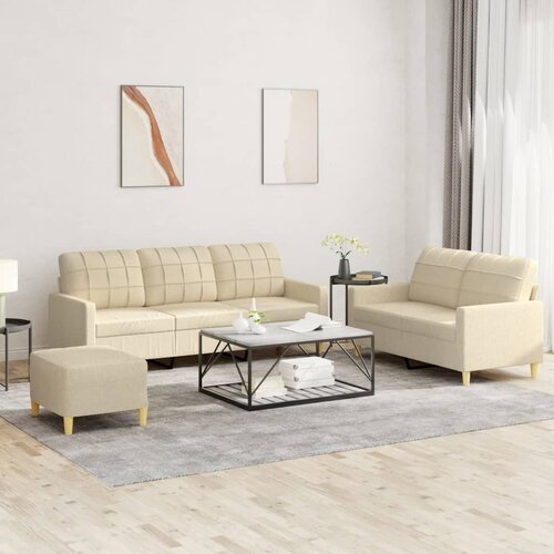  3-dijelni set sofa s jastucima krem od tkanine Cijene
