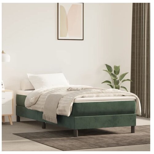 vidaXL Vzmetnica z žepkasto vzmetjo temno zelena 100x210x20 cm žamet Cene