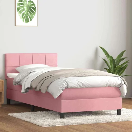 Box Spring krevet s madracem ružičasti 100x220 cm baršun