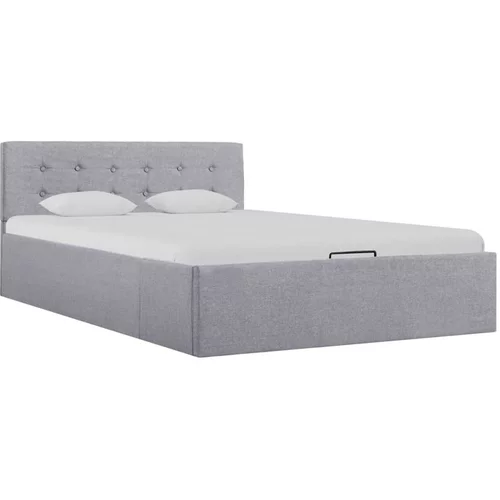  Dvižni posteljni okvir svetlo sivo blago 120x200 cm