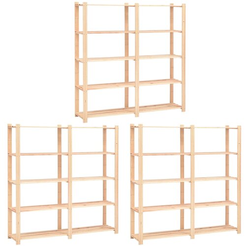 vidaXL stalci za pohranu 5 razina 3 kom 170x38x170 cm borovina 500 kg Cijene