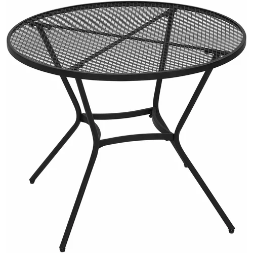 Outsunny Φ91 cm okrogla kovinska vrtna stranska miza z mrežastim vrhom za teraso in teraso, črna, (20754266)