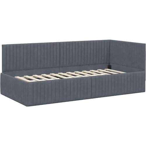  Kutni krevetni okvir s madracem 2 kom. Tamnosiva 90 x 190 cm Slike