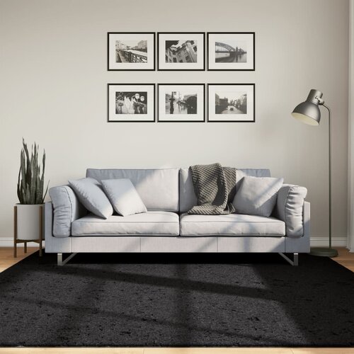 vidaXL Preproga OVIEDO s kratkimi vlakni črna 200x200 cm Cene