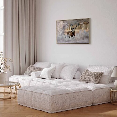  Slika - Deer in the Cold 90x60 U prirodnom drvenom okviru Cene
