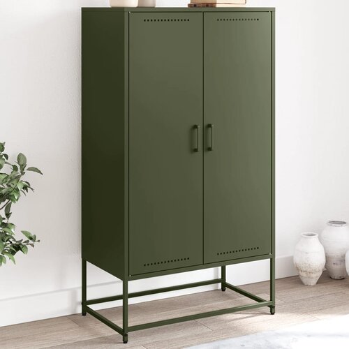 VidaXL Visoka omara bela 68,5x38,5x123,5 cm jeklo Slike