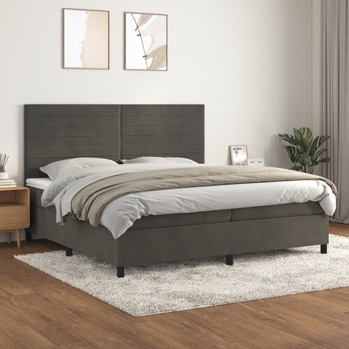 The Living Store Box spring postelja z vzmetnico temno siva 200x200 cm žamet - Box Spring Postelja, (21491636) Slike