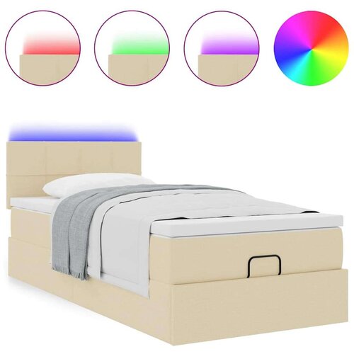 VidaXL otomanski okvir kreveta s madraca krem 80x200cm od tkanine Slike