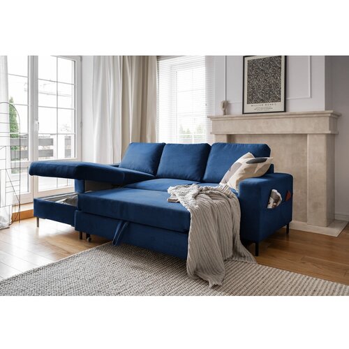Miuform Tamno plava sklopiva kutna garnitura od samta (s lijevim kutom) Lofty Lilly &amp;ndash; Slike