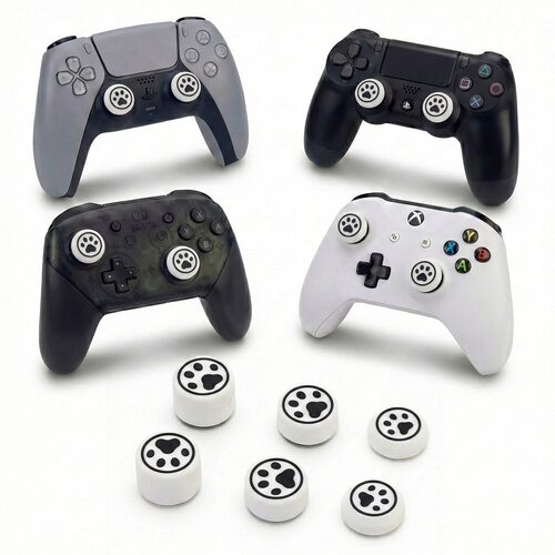  Mačje tačke 6 silikonskih kapic belo-črne barve za PS5 & PS4 & XBOX & Switch Pro Cene