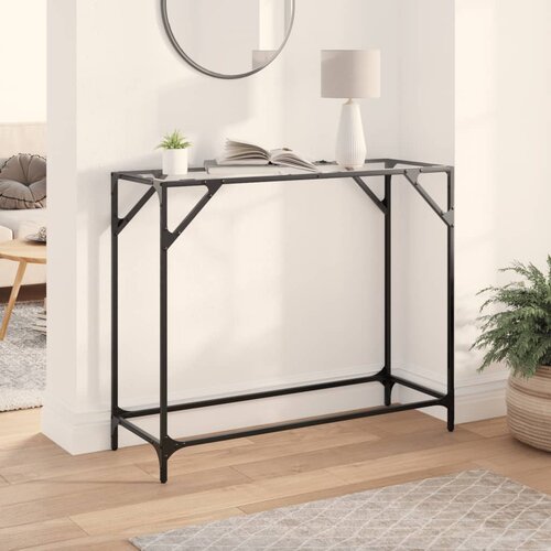 vidaXL Konzolna mizica s stekleno površino 98x35x81 cm jeklo Cene