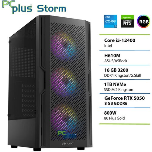 PCPLUS Namizni računalnik PC PCPLUS STORM I5 12400F, 16 GB RAM, 1 TB SSD, RTX5050|Gaming, (5000137221) Cene