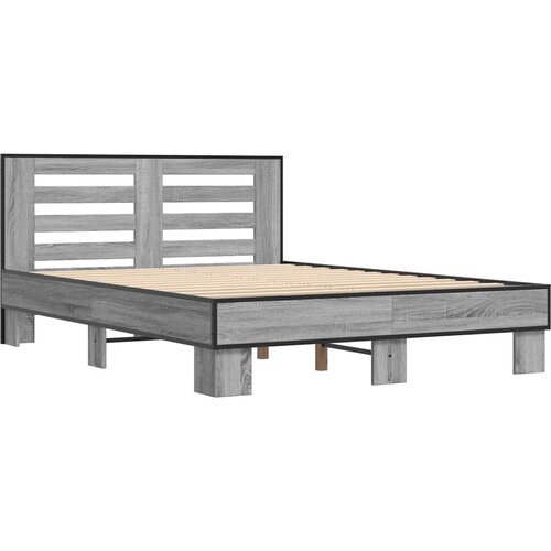  Okvir kreveta boja hrasta 120x200 cm konstruirano drvo i metal Siva 120 x 200 cm Slike