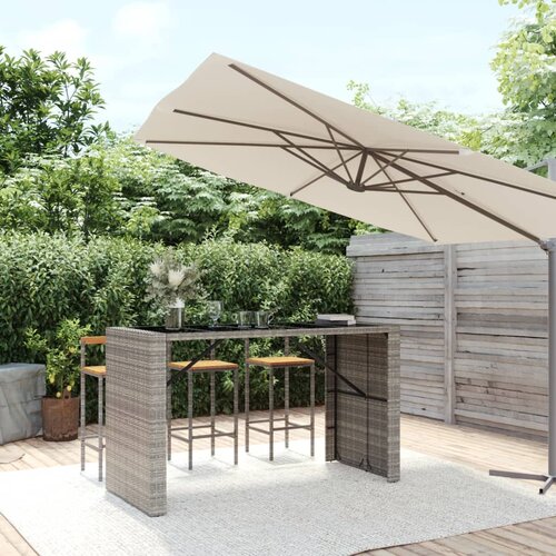 vidaXL Barski stol sa staklenom pločom sivi 185x80x110 cm poliratan Cijene