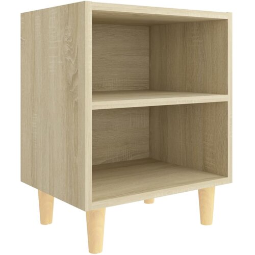 Maison Chic Nočna omarica - Nočna miza z lesenimi nogami sonoma hrast 40x30x50 cm, (21687707) Slike