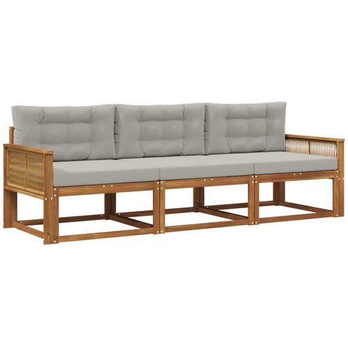 vidaXL Zunanja garnitura za sedenje 3 pcs Naravna in svetlo siva, (5000282447) Cene