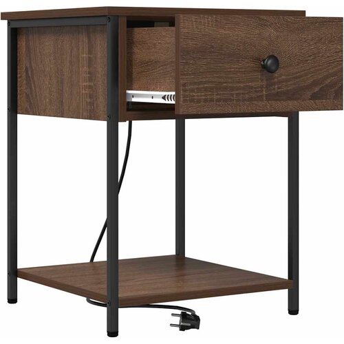  Noćni ormar 2 pcs Smeđi hrast 42 x 41 x 56 cm Konstruirano drvo Slike