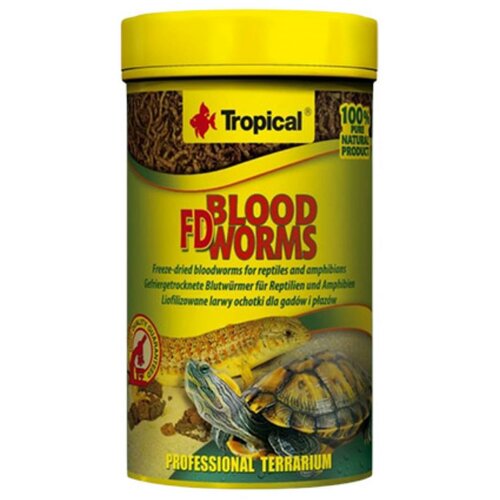 Tropical fd blood worms osušeni crvići hrana za ribe i gmizavce 100ml - 7g Slike